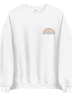 embroidered rainbow sweatshirt unisex white front