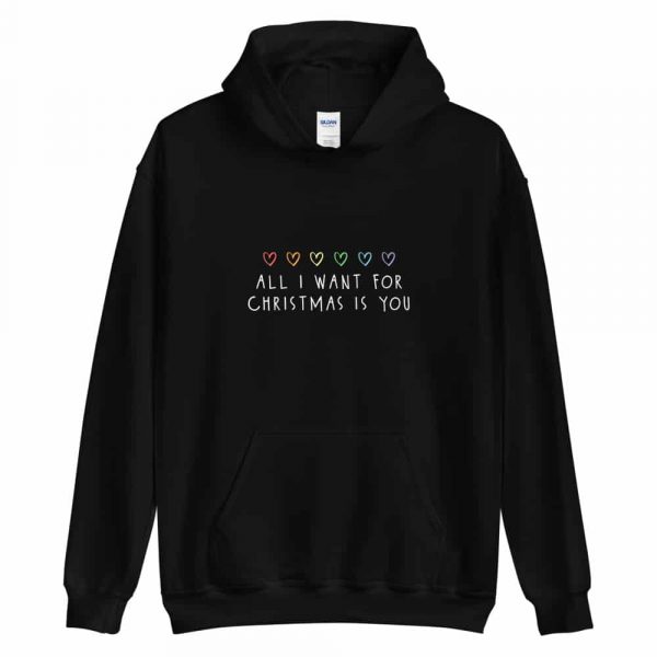All I Want For Christmas is You Rainbow sweater black